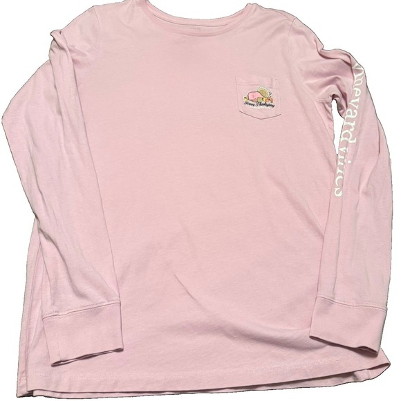 Vineyard Vines Tops - Women's Vineyard Vines Thanksgiving pink whale long sleeve pocket tee